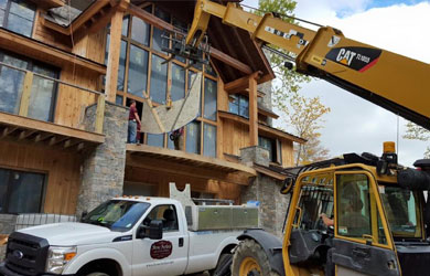 Loading countertop with a crane